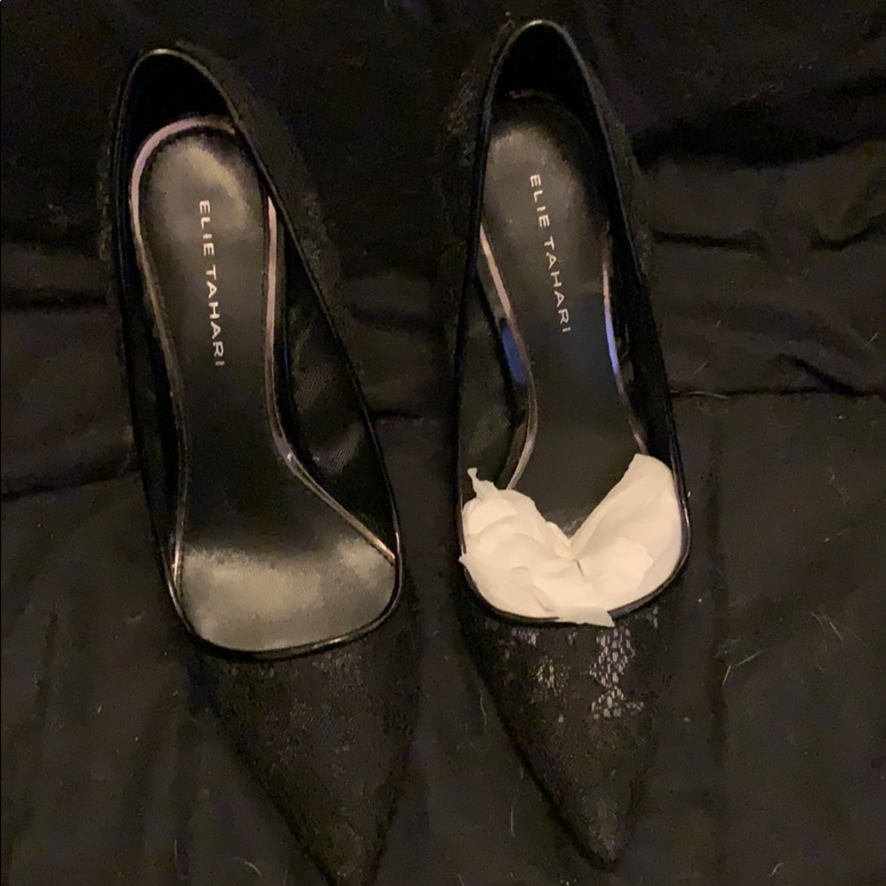 Elie Tahari Black Lace Heels